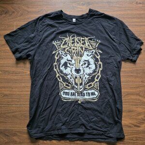 Black Graphic T-Shirt with Wolf Design